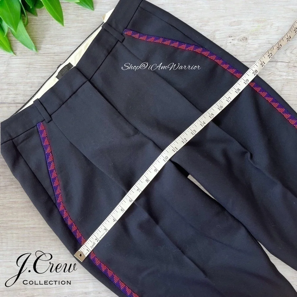 J.Crew Collection NWT beaded side stripe navy tuxedo ankle pant *shop@iamwarrior